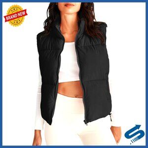 Women's Puffer Vest Sleeveless Quilted Zip Up Coat Lightweight Warm